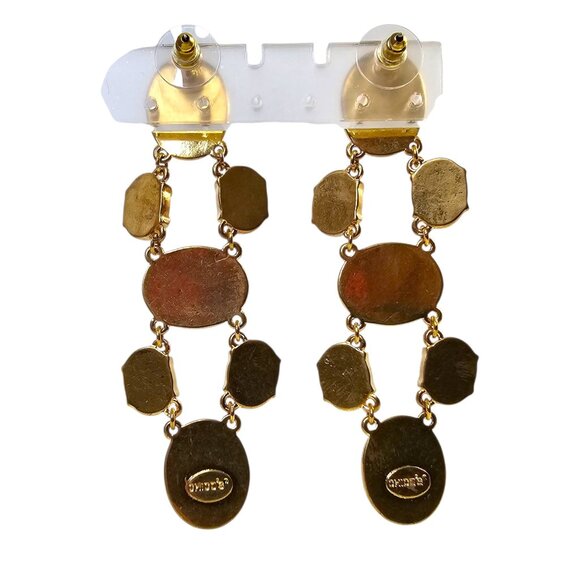 Chicos Gold‎ Tone Faux Baroque Pearl Chandelier Statement Earrings - Picture 5 of 7